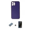 MARSİLYAN™- iPhone 12 Pro Kılıf Yadigar Klasik - Siyah 3D Antistatik Hayalet Cam Ekran Koruyucu + Metal Kamera Lens Koruma Cam - MR