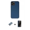MARSİLYAN™- iPhone 12 Pro Kılıf Yadigar Klasik - Siyah 3D Antistatik Hayalet Cam Ekran Koruyucu + Metal Kamera Lens Koruma Cam - MR
