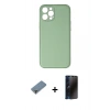 MARSİLYAN™- iPhone 12 Pro Kılıf Yadigar Klasik - Siyah 3D Antistatik Hayalet Cam Ekran Koruyucu + Metal Kamera Lens Koruma Cam - MR