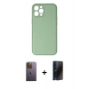 MARSİLYAN™- iPhone 12 Pro Kılıf Yadigar Klasik - Siyah 3D Antistatik Hayalet Cam Ekran Koruyucu + Neon Fosforlu Kamera Lens - SI