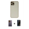 MARSİLYAN™- iPhone 12 Pro Kılıf Yadigar Klasik - Siyah 3D Antistatik Hayalet Cam Ekran Koruyucu + Neon Fosforlu Kamera Lens - SI