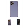 MARSİLYAN™- iPhone 12 Pro Kılıf Yadigar Klasik - Siyah 3D Antistatik Hayalet Cam Ekran Koruyucu + Neon Fosforlu Kamera Lens - SI