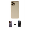 MARSİLYAN™- iPhone 12 Pro Kılıf Yadigar Klasik - Siyah 3D Antistatik Hayalet Cam Ekran Koruyucu + Neon Fosforlu Kamera Lens - SI