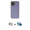 MARSİLYAN™- iPhone 12 Pro Kılıf Yadigar Klasik - Siyah 3D Antistatik Seramik Nano Ekran Koruyucu + Rainbow Kamera Lens Koruma Cam - GD