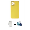 MARSİLYAN™- iPhone 12 Pro Kılıf Yadigar Klasik - Siyah 3D Antistatik Seramik Nano Ekran Koruyucu + Shine Kamera Lens - GS