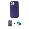 MARSİLYAN™- iPhone 12 Pro Kılıf Yadigar Klasik - Siyah 3D Antistatik Seramik Nano Ekran Koruyucu + Neon Fosforlu Kamera Lens - MI