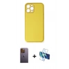 MARSİLYAN™- iPhone 12 Pro Kılıf Yadigar Klasik - Siyah 3D Antistatik Seramik Nano Ekran Koruyucu + Neon Fosforlu Kamera Lens - SI