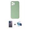 MARSİLYAN™- iPhone 12 Pro Kılıf Yadigar Klasik - Siyah 3D Antistatik Seramik Nano Ekran Koruyucu + Neon Fosforlu Kamera Lens - MI