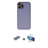 MARSİLYAN™- iPhone 12 Pro Kılıf Yadigar Klasik - Siyah 3D Antistatik Seramik Nano Ekran Koruyucu + Renkli Kamera Lens Koruma Cam - SI