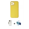 MARSİLYAN™- iPhone 12 Pro Kılıf Yadigar Klasik - Siyah 3D Antistatik Seramik Nano Ekran Koruyucu + Shine Kamera Lens - GD
