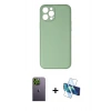 MARSİLYAN™- iPhone 12 Pro Kılıf Yadigar Klasik - Siyah 3D Antistatik Seramik Nano Ekran Koruyucu + Neon Fosforlu Kamera Lens - YL