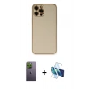 MARSİLYAN™- iPhone 12 Pro Kılıf Yadigar Klasik - Siyah 3D Antistatik Seramik Nano Ekran Koruyucu + Neon Fosforlu Kamera Lens - YL
