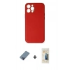 MARSİLYAN™- iPhone 12 Pro Kılıf Yadigar Klasik - Siyah 6D Mat Seramik Hayalet Nano Ekran Koruyucu + Mavi Metal Kamera Lens Koruma Cam