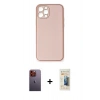 MARSİLYAN™- iPhone 12 Pro Kılıf Yadigar Klasik - Siyah 6D Mat Seramik Hayalet Nano Ekran Koruyucu + Neon Fosforlu Kamera Lens - TU