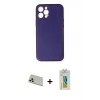 MARSİLYAN™- iPhone 12 Pro Kılıf Yadigar Klasik - Siyah Polymer Nano Ekran Koruyucu + Rainbow Kamera Lens Koruma Cam - GD