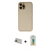 MARSİLYAN™- iPhone 12 Pro Kılıf Yadigar Klasik - Siyah Polymer Nano Ekran Koruyucu + Rainbow Kamera Lens Koruma Cam - GD