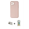 MARSİLYAN™- iPhone 12 Pro Kılıf Yadigar Klasik - Siyah Polymer Nano Ekran Koruyucu + Rainbow Kamera Lens Koruma Cam - GD