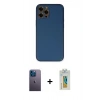 MARSİLYAN™- iPhone 12 Pro Kılıf Yadigar Klasik - Siyah Polymer Nano Ekran Koruyucu + Neon Fosforlu Kamera Lens - MI