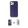 MARSİLYAN™- iPhone 12 Pro Kılıf Yadigar Klasik - Siyah Polymer Nano Ekran Koruyucu + Neon Fosforlu Kamera Lens - TU