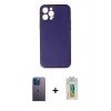 MARSİLYAN™- iPhone 12 Pro Kılıf Yadigar Klasik - Siyah Polymer Nano Ekran Koruyucu + Neon Fosforlu Kamera Lens - MI