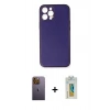 MARSİLYAN™- iPhone 12 Pro Kılıf Yadigar Klasik - Siyah Polymer Nano Ekran Koruyucu + Neon Fosforlu Kamera Lens - SI