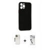 MARSİLYAN™- iPhone 12 Pro Kılıf Yadigar Yansıma Serisi - Şeffaf Uv Polymer Nano Ekran Koruyucu + Shine Kamera Lens - GD
