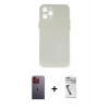 MARSİLYAN™- iPhone 12 Pro Kılıf Yadigar Yansıma Serisi - Şeffaf Uv Polymer Nano Ekran Koruyucu + Neon Fosforlu Kamera Lens - TU
