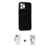 MARSİLYAN™- iPhone 12 Pro Kılıf Yadigar Yansıma Serisi - Şeffaf Uv Polymer Nano Ekran Koruyucu + Shine Kamera Lens - GS