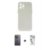 MARSİLYAN™- iPhone 12 Pro Kılıf Yadigar Yansıma Serisi - Şeffaf Uv Polymer Nano Ekran Koruyucu + Neon Fosforlu Kamera Lens - YL