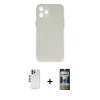 MARSİLYAN™- iPhone 12 Pro Kılıf Yadigar Yansıma Serisi - Siyah 34D Hayalet Izgaralı Cam + Shine Kamera Lens - GS