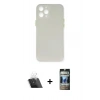 MARSİLYAN™- iPhone 12 Pro Kılıf Yadigar Yansıma Serisi - Siyah 34D Hayalet Izgaralı Cam + Kamera Lens Koruma Cam - SF