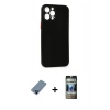 MARSİLYAN™- iPhone 12 Pro Kılıf Yadigar Yansıma Serisi - Siyah 34D Hayalet Izgaralı Cam + Metal Kamera Lens Koruma Cam - MI
