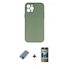 MARSİLYAN™- iPhone 12 Pro Kılıf Yadigar Yansıma Serisi - Siyah 34D Hayalet Izgaralı Cam + Metal Kamera Lens Koruma Cam - MI