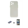 MARSİLYAN™- iPhone 12 Pro Kılıf Yadigar Yansıma Serisi - Siyah 34D Hayalet Izgaralı Cam + Renkli Kamera Lens Koruma Cam - MI