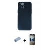 MARSİLYAN™- iPhone 12 Pro Kılıf Yadigar Yansıma Serisi - Siyah 34D Hayalet Izgaralı Cam + Shine Kamera Lens Koruma Cam - MI