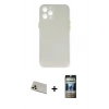 MARSİLYAN™- iPhone 12 Pro Kılıf Yadigar Yansıma Serisi - Siyah 34D Hayalet Izgaralı Cam + Rainbow Kamera Lens Koruma Cam - GD