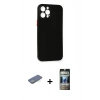 MARSİLYAN™- iPhone 12 Pro Kılıf Yadigar Yansıma Serisi - Siyah 34D Hayalet Izgaralı Cam + Renkli Kamera Lens Koruma Cam - YL