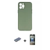 MARSİLYAN™- iPhone 12 Pro Kılıf Yadigar Yansıma Serisi - Siyah 34D Hayalet Izgaralı Cam + Renkli Kamera Lens Koruma Cam - YL