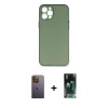 MARSİLYAN™- iPhone 12 Pro Kılıf Yadigar Yansıma Serisi - Siyah 360 Mat Full Body Arka Koruyucu + Neon Fosforlu Kamera Lens - SI
