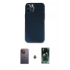 MARSİLYAN™- iPhone 12 Pro Kılıf Yadigar Yansıma Serisi - Siyah 360 Mat Full Body Arka Koruyucu + Neon Fosforlu Kamera Lens - SI