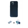 MARSİLYAN™- iPhone 12 Pro Kılıf Yadigar Yansıma Serisi - Siyah 3D Antistatik Cam Ekran Koruyucu + Shine Kamera Lens Koruma Cam - MI