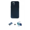 MARSİLYAN™- iPhone 12 Pro Kılıf Yadigar Yansıma Serisi - Siyah 3D Antistatik Cam Ekran Koruyucu + Shine Kamera Lens Koruma Cam - GD