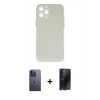 MARSİLYAN™- iPhone 12 Pro Kılıf Yadigar Yansıma Serisi - Siyah 3D Antistatik Hayalet Cam Ekran Koruyucu + Mavi Neon Fosforlu Kamera Lens