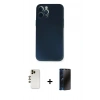 MARSİLYAN™- iPhone 12 Pro Kılıf Yadigar Yansıma Serisi - Siyah 3D Antistatik Hayalet Cam Ekran Koruyucu + Shine Kamera Lens - GD