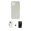 MARSİLYAN™- iPhone 12 Pro Kılıf Yadigar Yansıma Serisi - Siyah 3D Antistatik Hayalet Cam Ekran Koruyucu + Shine Kamera Lens - GD