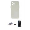 MARSİLYAN™- iPhone 12 Pro Kılıf Yadigar Yansıma Serisi - Siyah 3D Antistatik Hayalet Cam Ekran Koruyucu + Renkli Kamera Lens Koruma Cam - TU