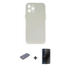 MARSİLYAN™- iPhone 12 Pro Kılıf Yadigar Yansıma Serisi - Siyah 3D Antistatik Hayalet Cam Ekran Koruyucu + Renkli Kamera Lens Koruma Cam - SI