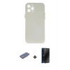 MARSİLYAN™- iPhone 12 Pro Kılıf Yadigar Yansıma Serisi - Siyah 3D Antistatik Hayalet Cam Ekran Koruyucu + Renkli Kamera Lens Koruma Cam - PE
