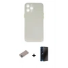 MARSİLYAN™- iPhone 12 Pro Kılıf Yadigar Yansıma Serisi - Siyah 3D Antistatik Hayalet Cam Ekran Koruyucu + Shine Kamera Lens Koruma Cam - SABE