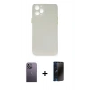 MARSİLYAN™- iPhone 12 Pro Kılıf Yadigar Yansıma Serisi - Siyah 3D Antistatik Hayalet Cam Ekran Koruyucu + Neon Fosforlu Kamera Lens - BZ